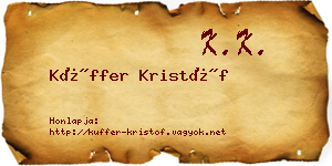 Küffer Kristóf névjegykártya
